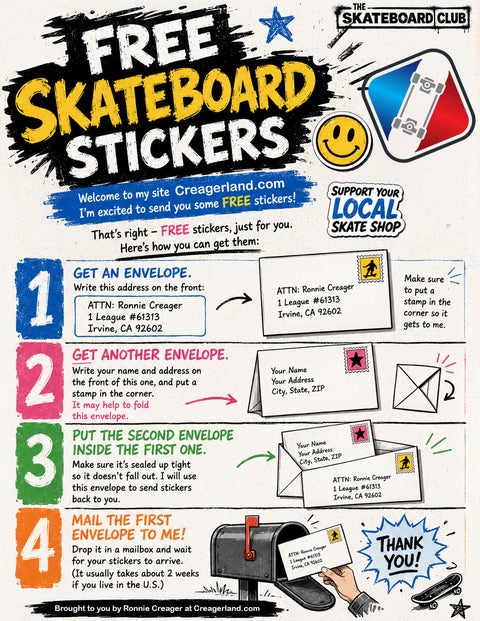 Free Skateboard Stickers – Just Send a SASE (US Only)